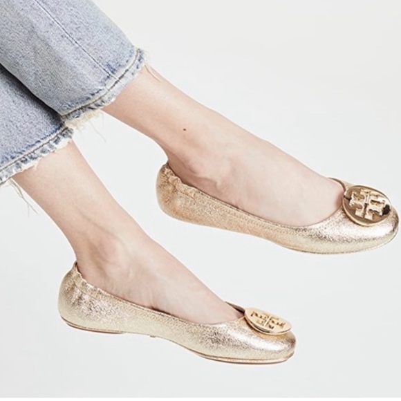 Tory Burch Womens 9 Solid Gold Ballet Flats Rough - Picture 14 of 14